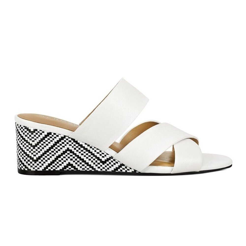 AEROSOLES - Black & White Contrast Leather Westfield Sandal (WIDE)